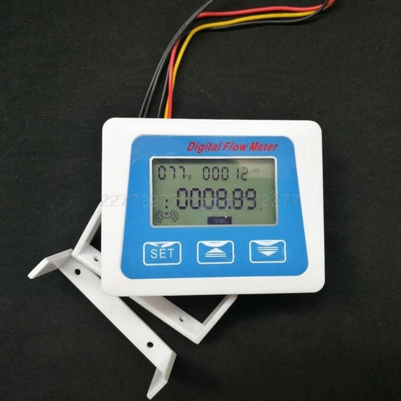 Digital Lcd Display Wasser Flow Sensor Meter Durchflussmesser Rotameter Temperatur S07 19