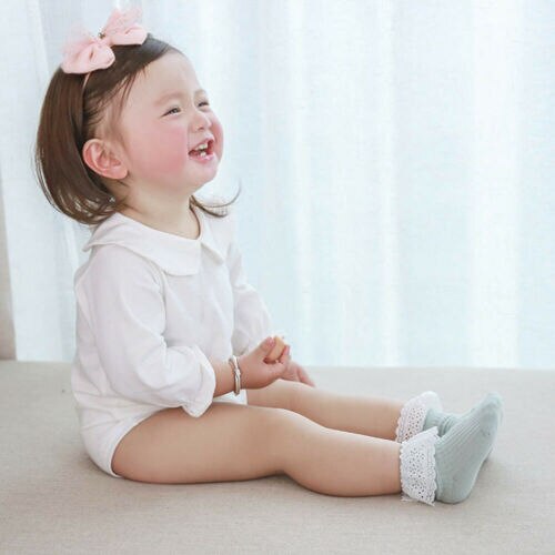 Meisjes Sokken Accessoires Enkel Fancy Retro Lace Ruffle Stroken Prinses Katoen Schoonheid Sokken Effen Rib Sokken 6 M -5 T