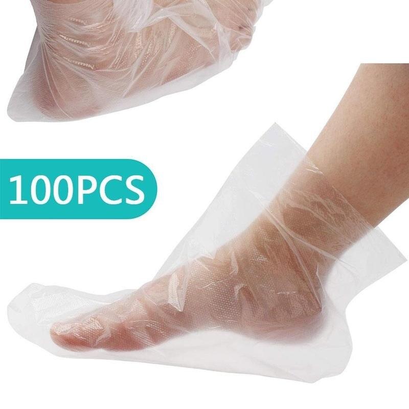 Cubiertas desechables para Pie de plástico, cubiertas transparentes para zapatos, cera de baño de parafina, bolsas de terapia de Spa, botines con forro para el cuidado de los pies, 100 Uds.