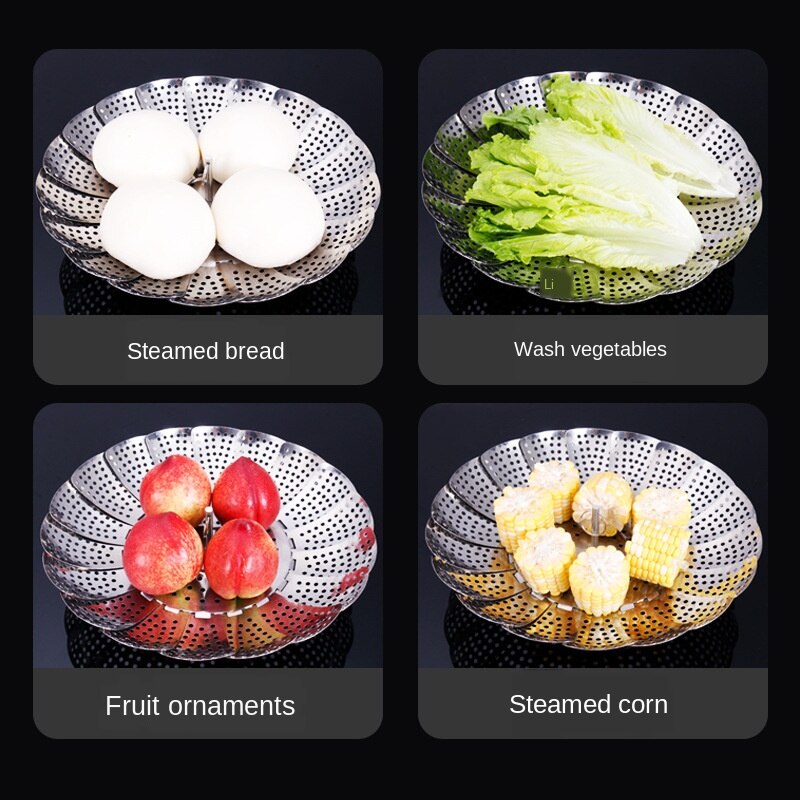 Plat pliant vapeur inox alimentaire vapeur panier maille légumes cuiseur vapeur extensible Pannen outil de cuisine