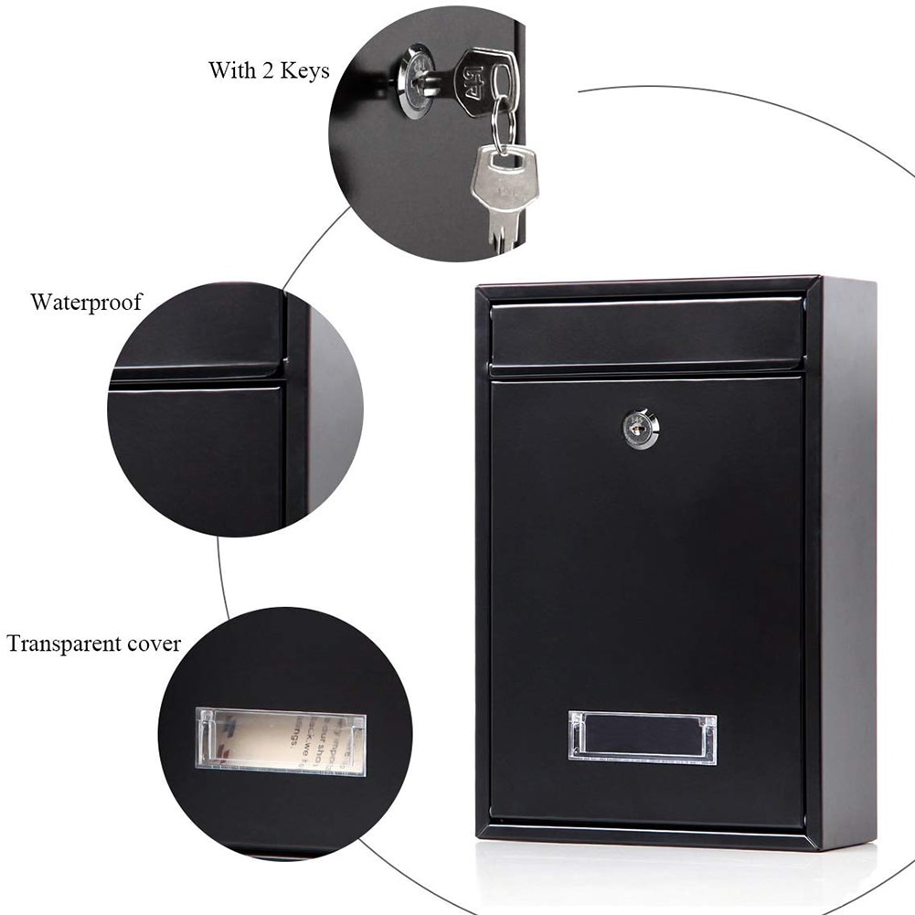 Outdoor Lockable Wall Mounted Hanging Iron Post Letter Box Mailbox with Key Password Mailbox Outdoor Letterbox Garden Wall Box