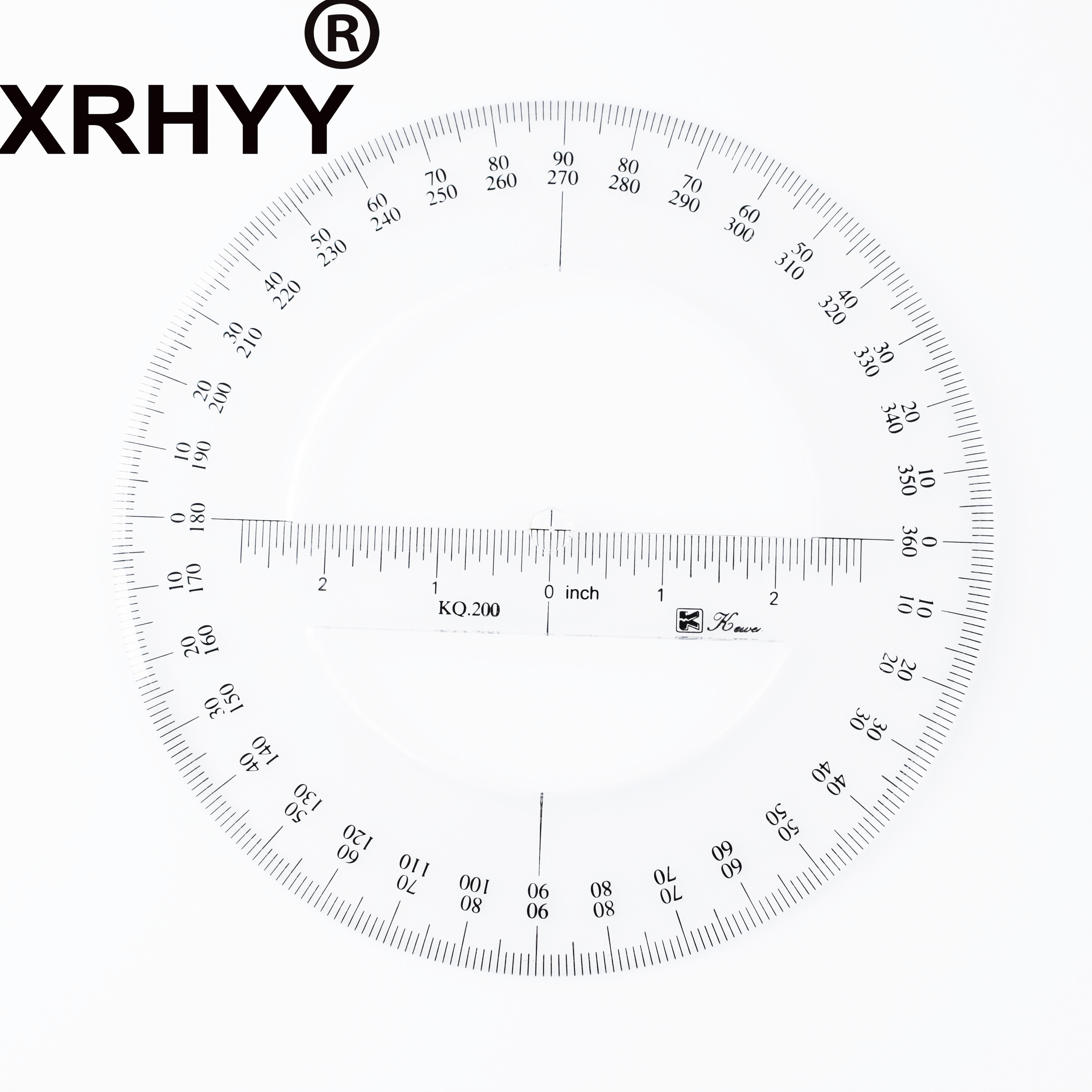 Xrhyy stor gennemsigtig rund cirkulær 360 graders vinkelmåler cirkel måleværktøj tegnet lineal til studerende papirmaskiningeniør