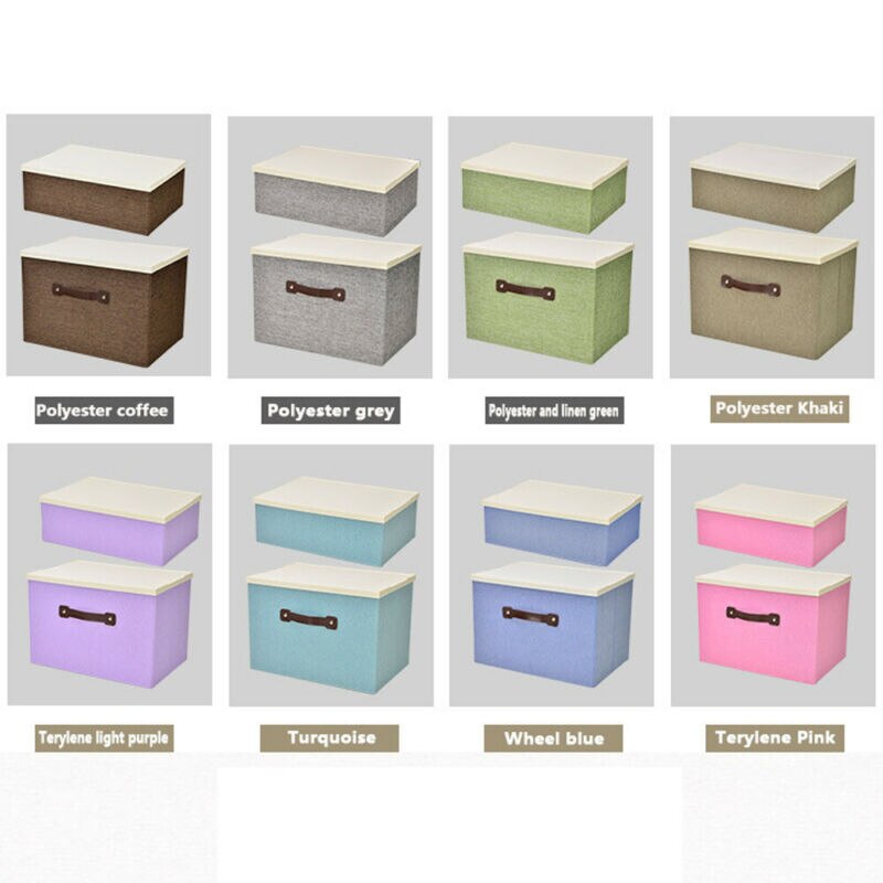 Linen Clothes Storage Box Folding Home Sundries Organizer Foldable Storage Box Lids Stackable Polyester Fabric Container