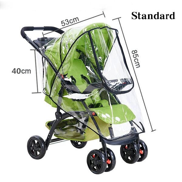 Waterproof rain cover for baby stroller accessories Transparent Windproof raincoat for baby cart Zipper opens Baby Carriages: standard