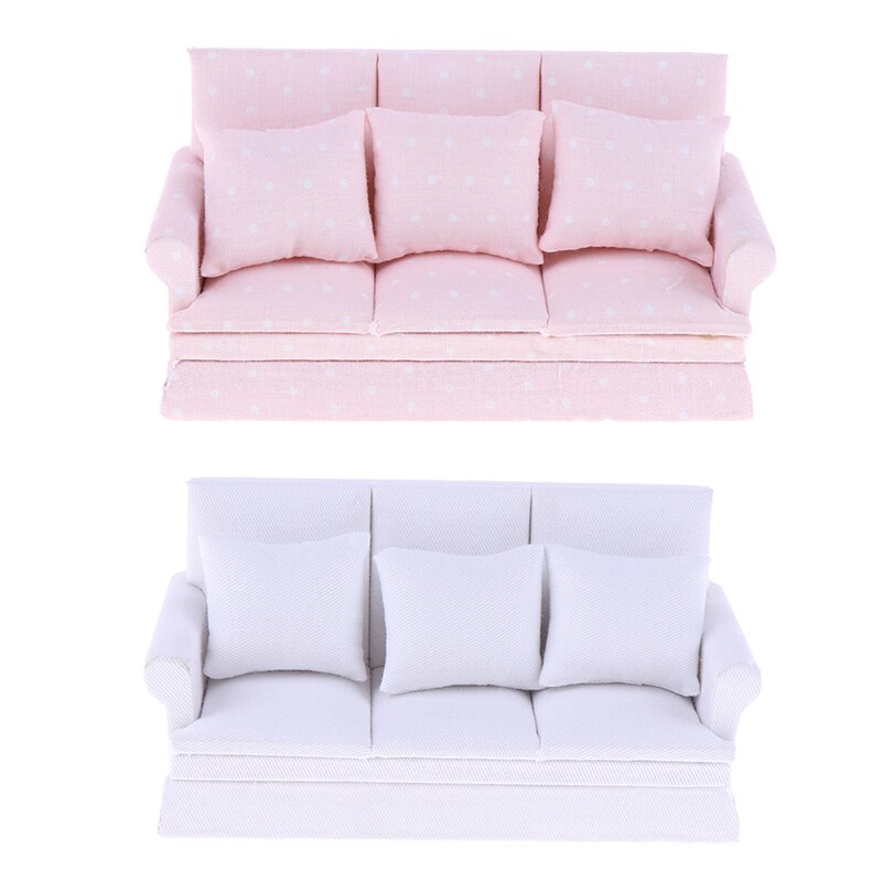 1/12 Scale Dollhouse Sofa with Back Cushion Mini Sofa Chair Furniture Model Toys for Doll House Decoration Accessories