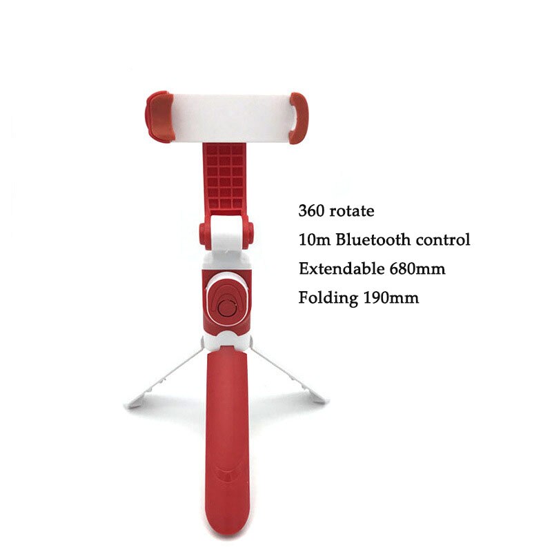 3 In 1 Selfie Stok Telefoon Statief Uitschuifbare Monopod Met Bluetooth-Compatibele Afstandsbediening Voor Smartphone Selfie Stok: Red