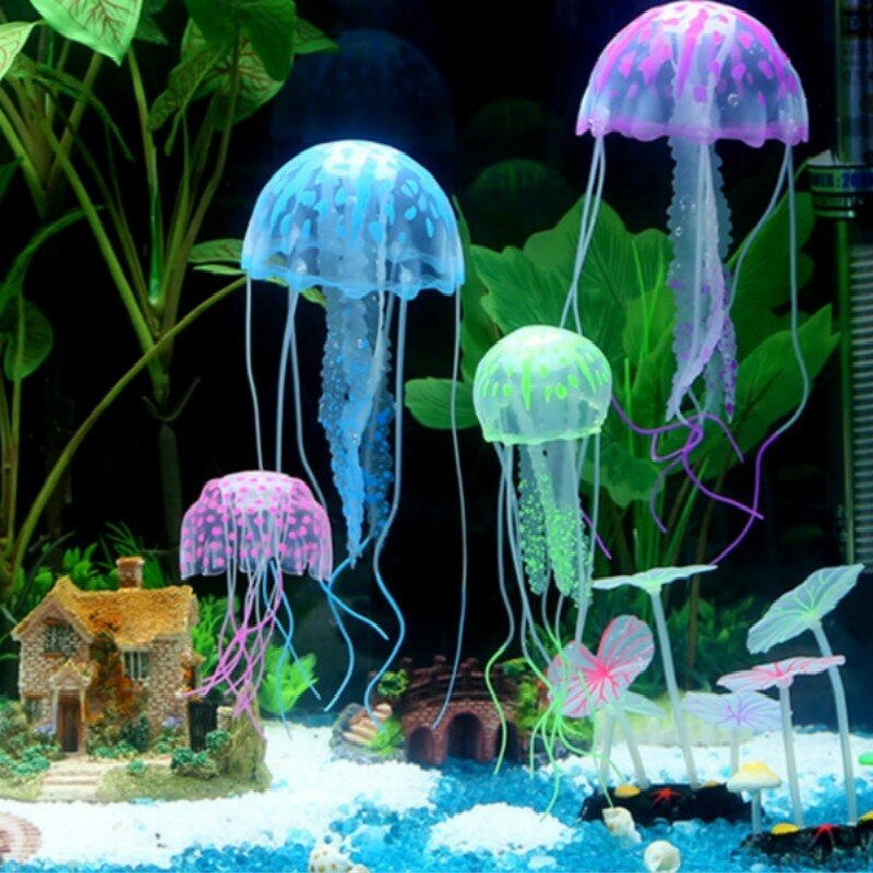 Aquarium Decoratie Vis Gang Decoratie Siliconen Simulatie Kwallen Lichtgevende Kunstmatige Vivid Kwallen Aquarium Decoratie