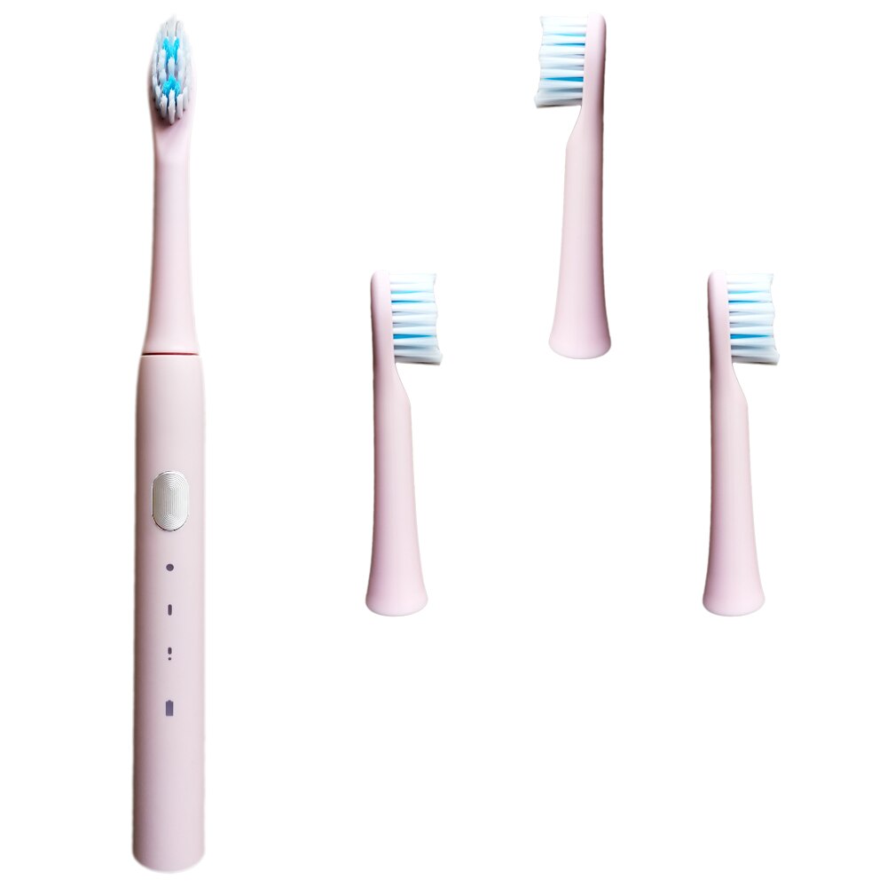 Sonic sähköhammasharja usb ladattava kannettava hammasharja hampaiden puhtaaseen elektroniseen hammasharjaan matkoille ja kotikäyttöön: Pinkki 4 päätä