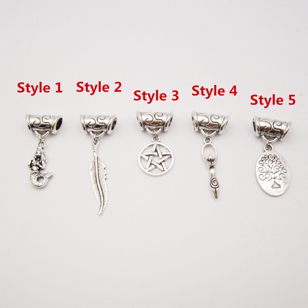 5Pcs/Pack metal Silver different charms hair braid dread dreadlock beads rings tube approx 6mm hole hair accessories