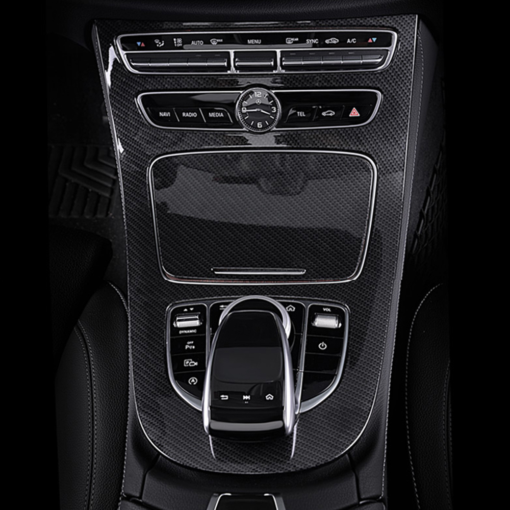 Bil senter kontroll girskiftpanel dekorativt karbonfiber til mercedes benz e-klasse  w213 e200 e300 auto biltilbehør