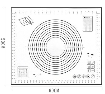 Silicone Baking Mat Kneading Mat Pizza Dough Maker Pastry Kitchen Gadgets Cooking Tools Utensils Bakeware Kneading Accessories: Black 60x50CM