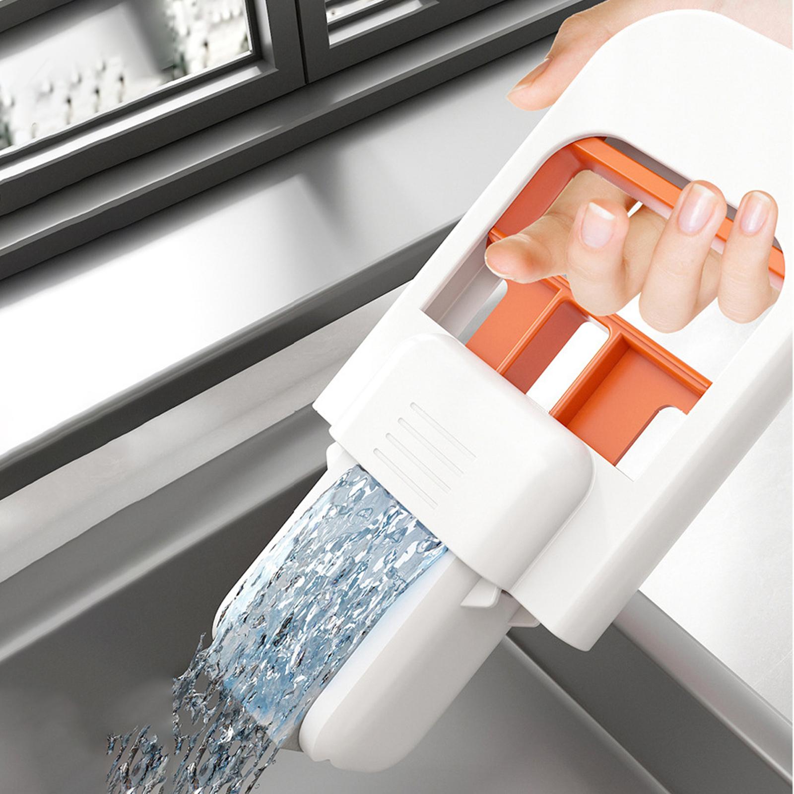 Self Wringing Compact Mop with Squeeze Bar Kitchen Counters Mop Strong Absorption for Tight Corners Multipurpose Hanging