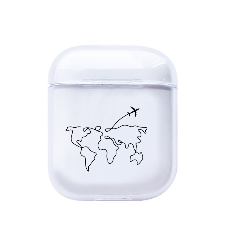 LAUGH LIFE Soft Earphone Case For Apple Airpods Case Cover Cute Map Trip Transparent Clear Luxury Earphone Case For Airpods Case