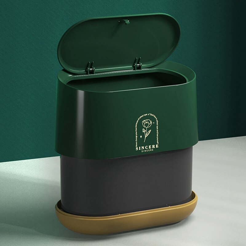 Kantoor Kaptafel Prullenbak Bureau Desktop Mini Bin Vuilnis Mand Emmer Kamer Kleine Smalle Deksel Vuilnisbak Prullenbak