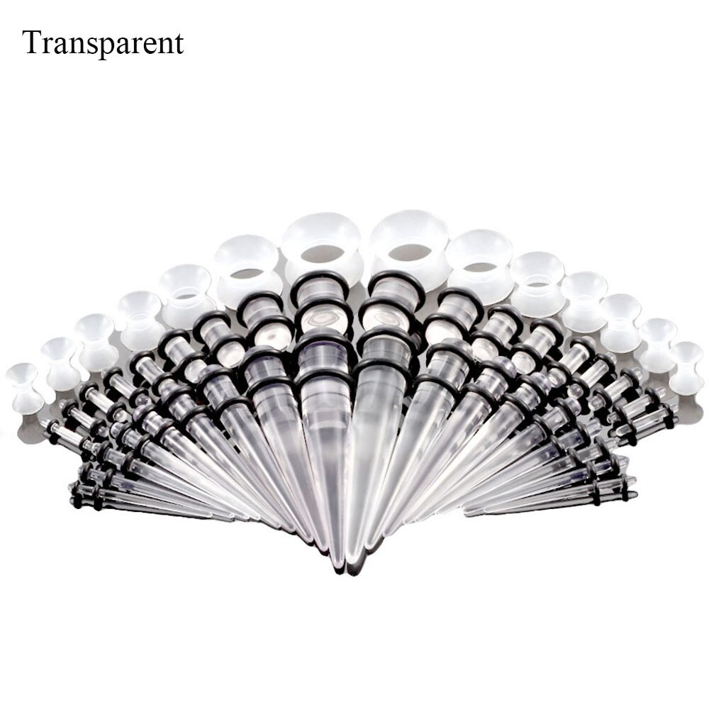 Acryl Oor Gauge Doorstoken Oorbellen Taper En Plug Stretching Kits Gemengde Kleur Oor Flesh Tunnel Uitbreiding Body Piercing Sieraden: Transparent