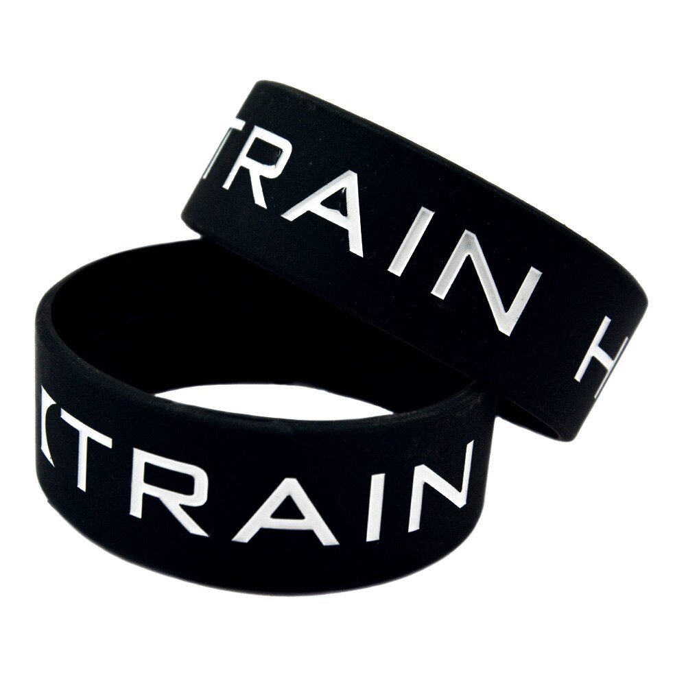 1PC Train Hard Motivational Silicone Wristband 1 Inch Wide Black