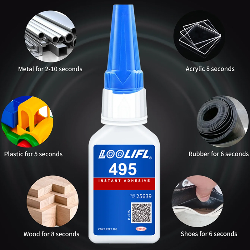 495 Instant Strong Super Glue Universeller Sekundenkleber Mighty Instant Glue für Harz, Keramik, Metall, Glas, schnell trocknend