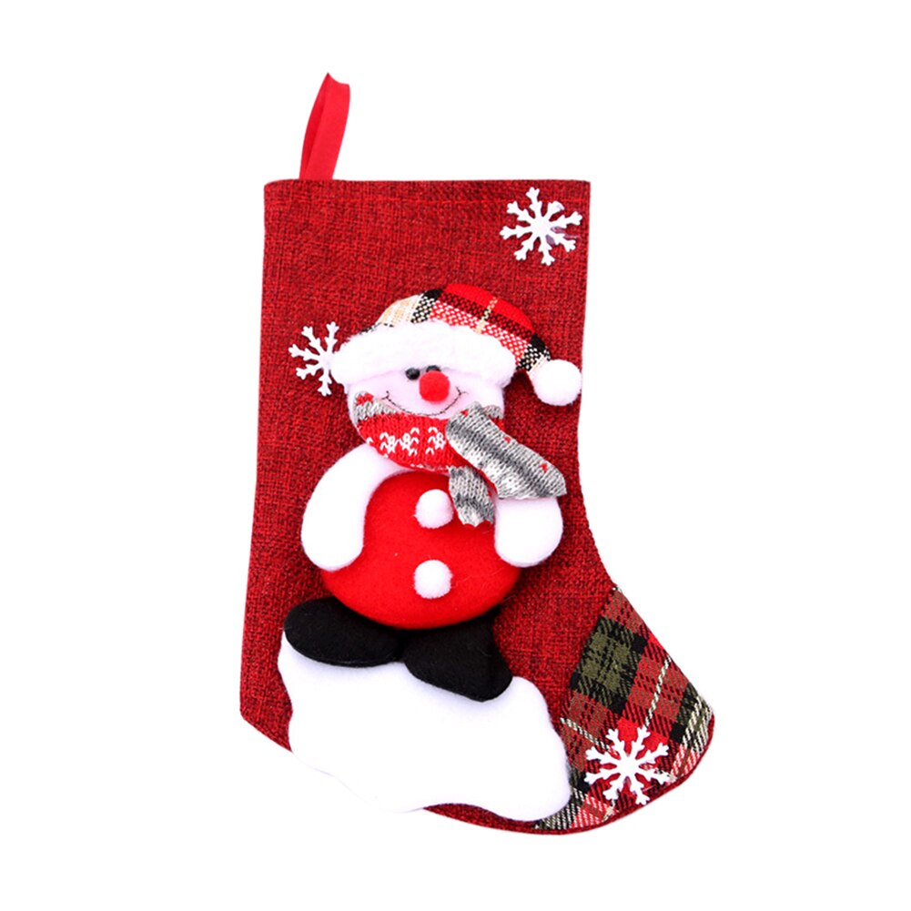 Xmas træ sokker tegneserie snefnug blød taske jul julemanden snemand elbjørn strømper pejs indretning: B