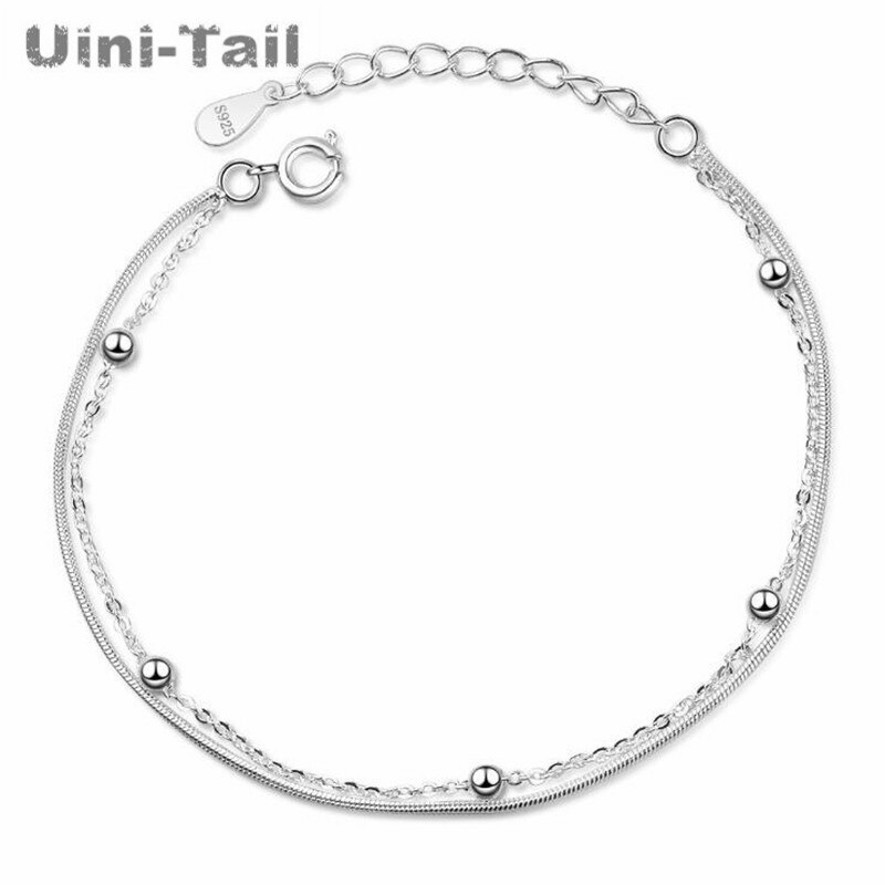 Uini-Tail 925 sterling silver snake bone chain bead bracelet retro simple fine wild temperament jewelry GN541