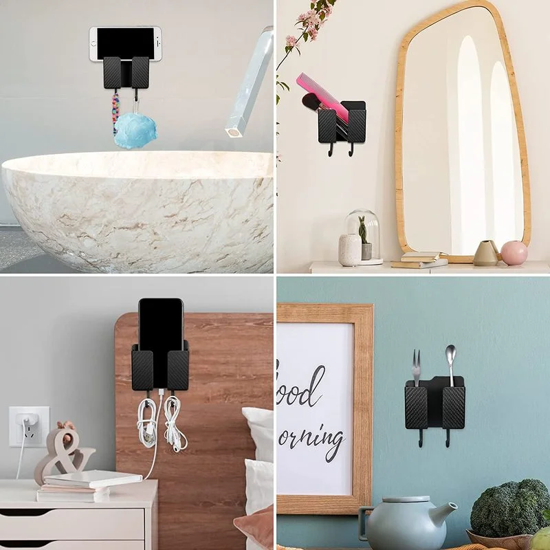 Soporte multifunción para teléfono inteligente, organizador montado en la pared, caja de almacenamiento, gancho para cargador de pared, organizador de cables, soporte de base de carga