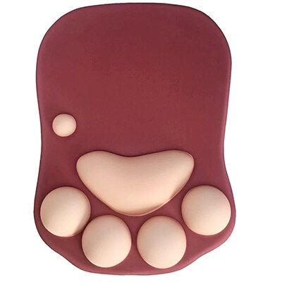 3D Cute Mouse Pad Anime Soft Cat Paw Mouse Pads Wrist Rest Support Comfort Silicon Memory Foam Gaming Mousepad Mat: wine red