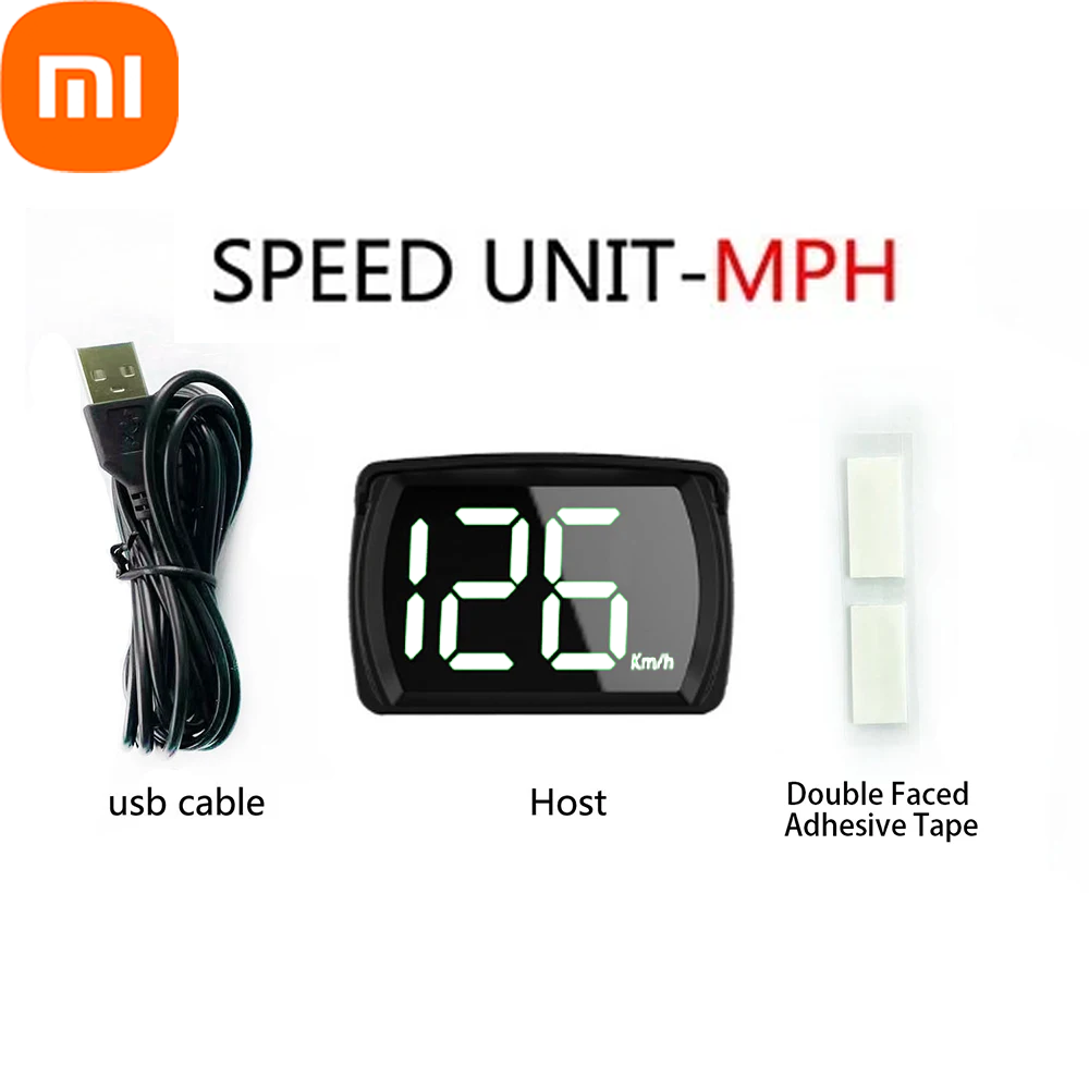 Xiaomi X2 GPS HUD pantalla frontal de velocidad del coche velocímetro Digital fuente grande accesorios KMH GPS + Beidou Chipsets duales para todos los coches: Negro