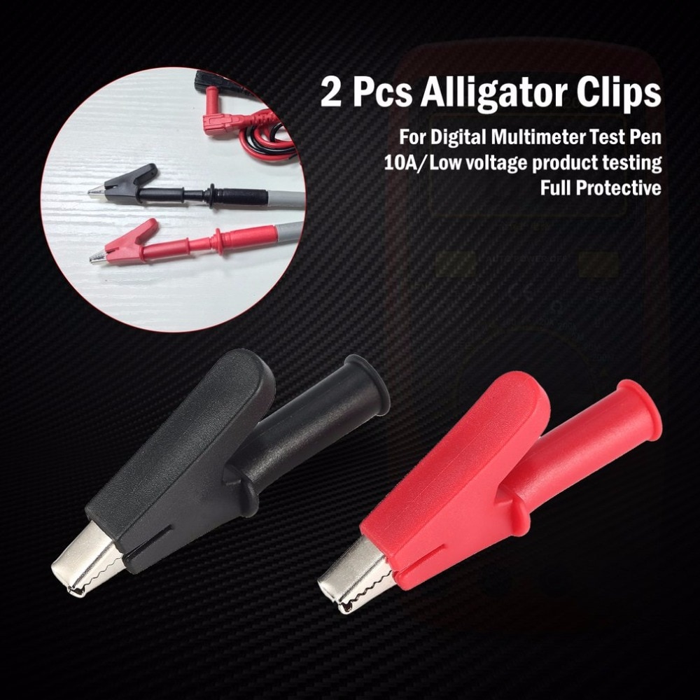 2 Pcs Full Protective Alligator Clips Crocodile Electrical Clamp for Multimeter Test Leads Pen Testing Cable Probe