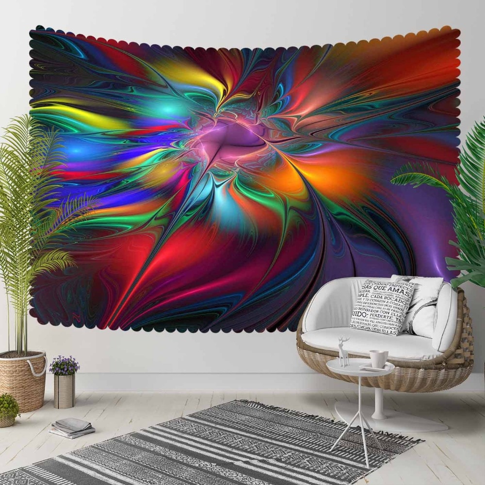 Tapiz de paisaje bohemio con estampado 3D retro abstracto de tormenta de Color rojo, verde, azul y negro para colgar en la pared