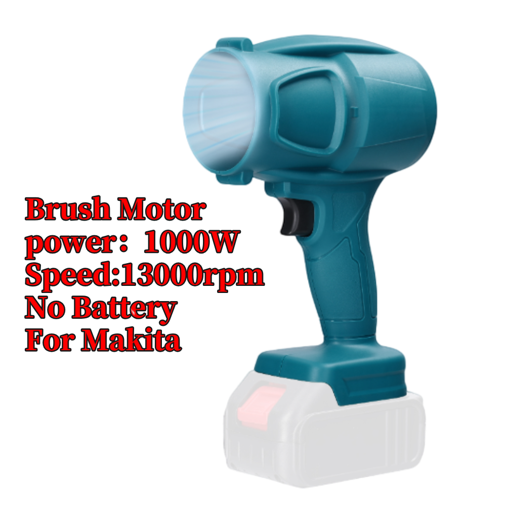 Ventilador Turbo de 1000W, ventilador violento de 500g de empuje, velocidad continua, soplador de hojas Turbofan de alta potencia, Mini ventilador de chorro de mano para batería Makita: Azul