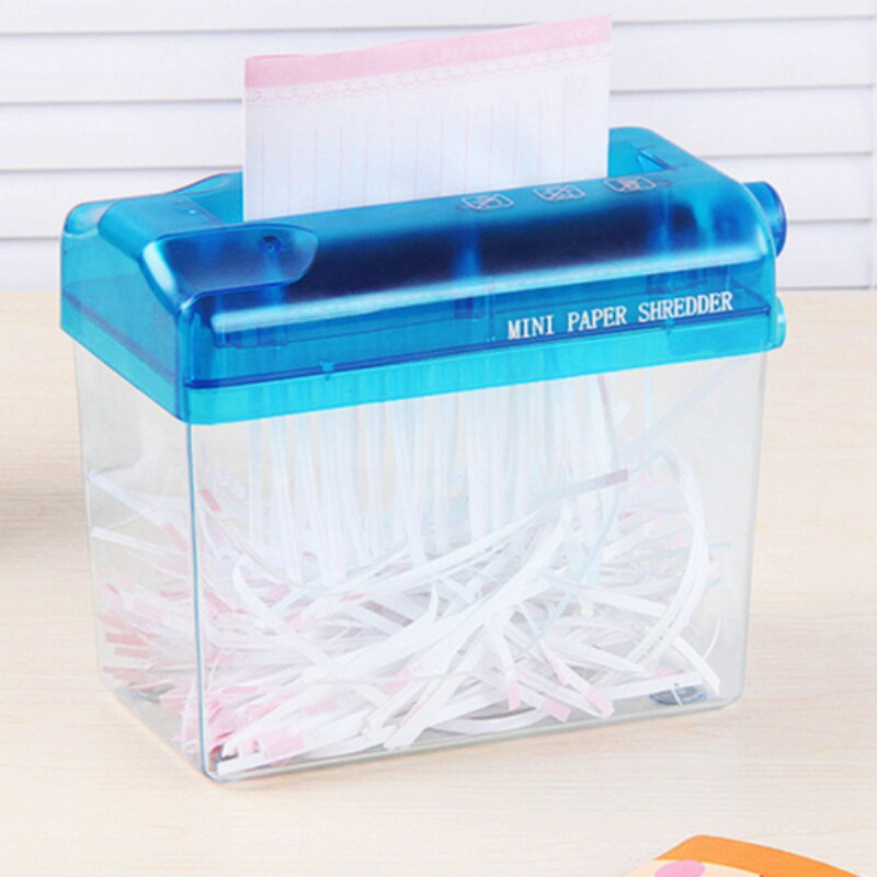 Mini trituradora portátil de suministros para oficina y escuela, máquina de corte de sección de papel A6 alimentada por USB, color negro y azul