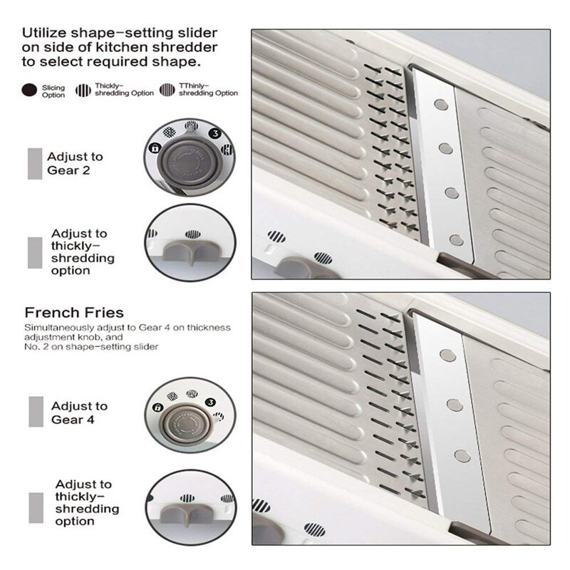 Kjøkkenverktøy tilbehør multifunksjonell manuell grønnsakskutter justerbar mandolinskiver tomatgrater