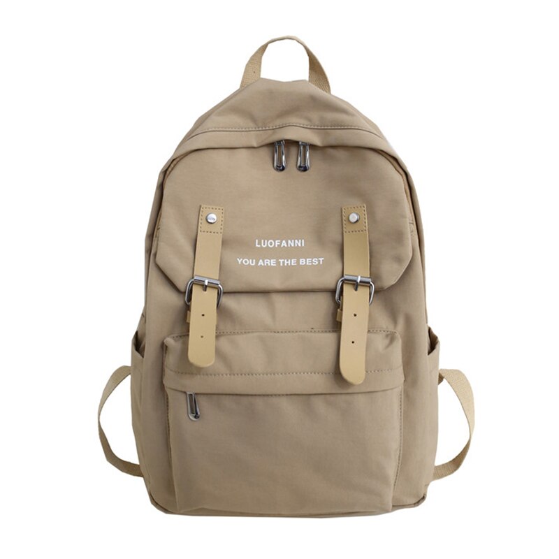 Child School Bags Teenage Trend Female Backpack Waterproof Children Student Schoolbags Nylon Backpack Teen Women: Khaki