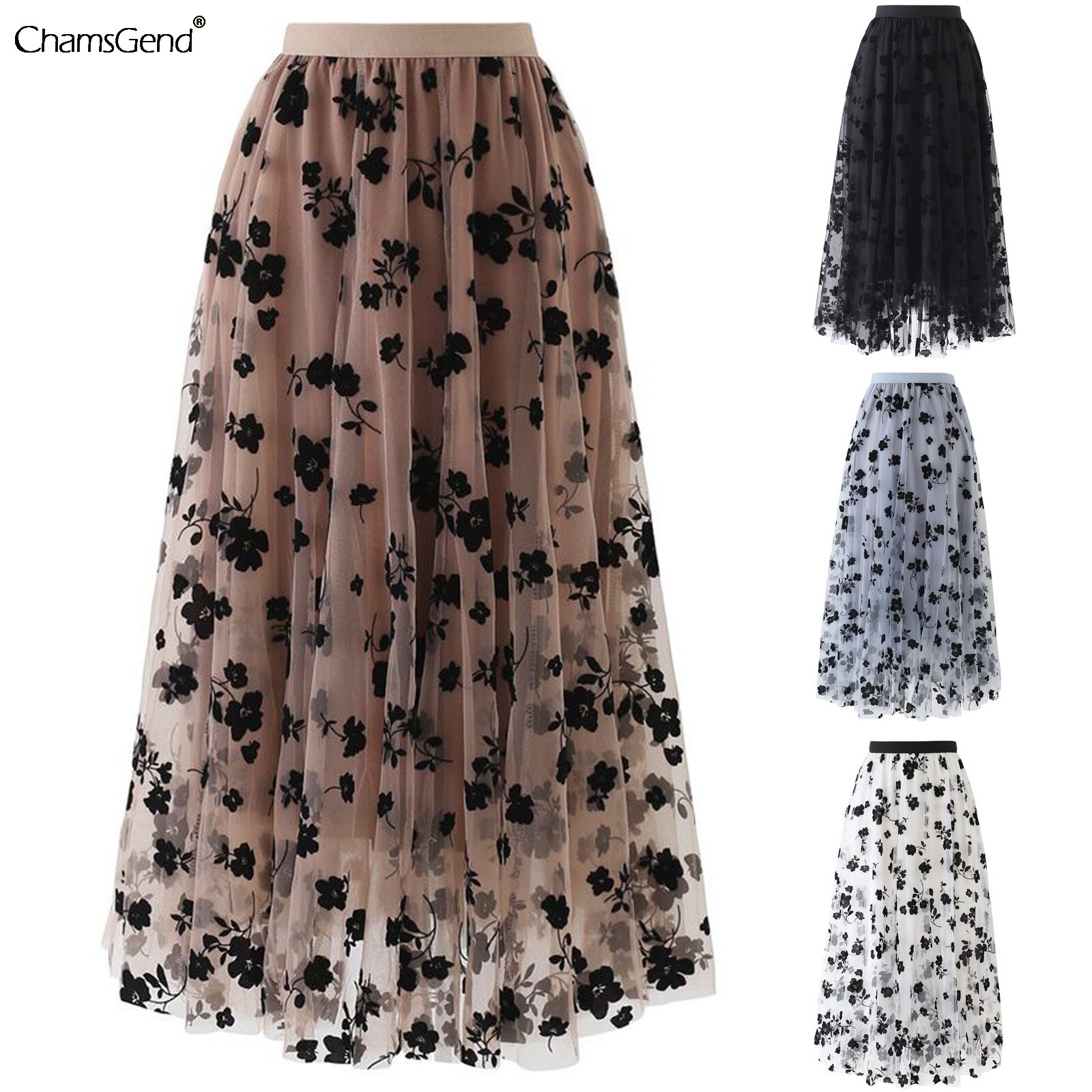 printemps été Vintage Jupe femmes élastique taille haute maille jupes longue plissée Jupe femme Jupe directe