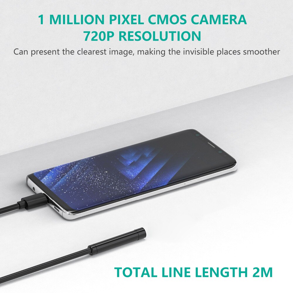 3 In 1 Endoscope Camera Flexible IP67 Waterproof Micro USB Inspection Borescope Camera for Android PC Notebook 8LEDs Adjustable