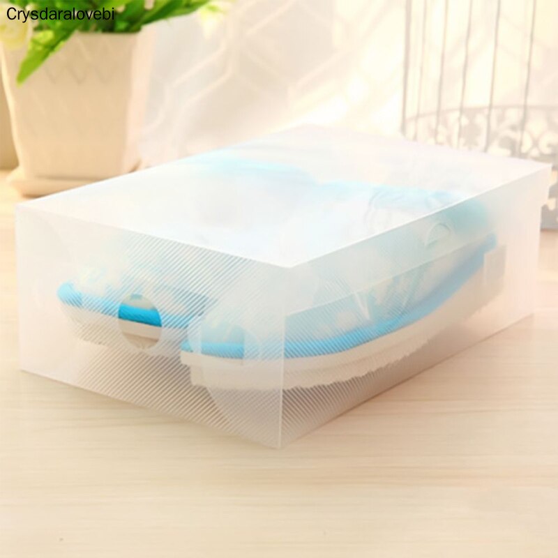 10 stücke Kunststoff transparent Schuhkarton Hause Schuh Stiefel Kasten Stapelbar Faltbare Lagerung Organizer Container Multifunktions