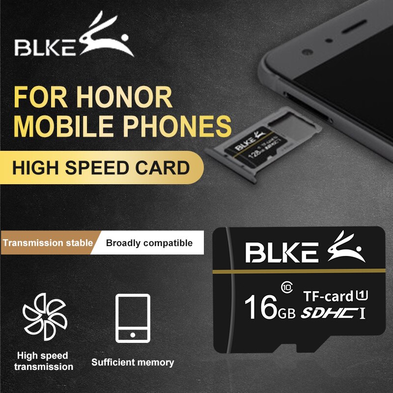 Blke Huawei Honor Mobiele Geheugenkaart Microsd 64G 128G Voor Play3e/9x/8x/V10/v9/V8 Pro/20i/10 Jeugd/Note10/Play8A Pro/7A/6A/5A/8C: 16GB
