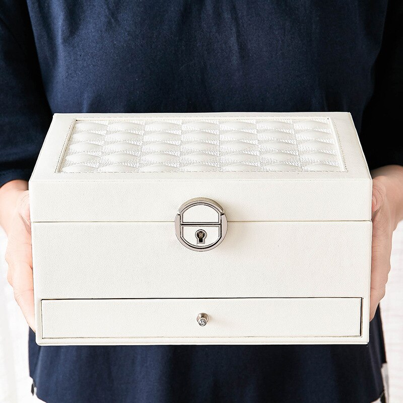 Multi-Function Storage Box Leather Jewelry Box Multi-Layer Large-Capacity Jewelry Organizer For Necklace Rings Earring