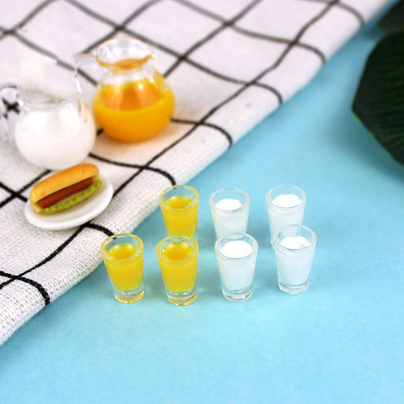 1:12 Resin Dollhouse Mini Lemon Milk Tea Water Cup Kitchen Miniature Dollhouse Accessories Cups Toy Doll House Decoration