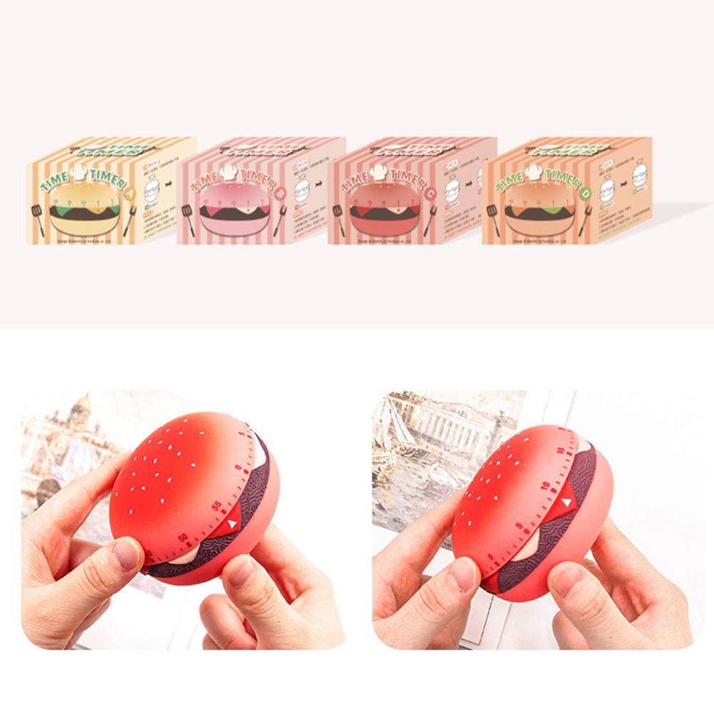 Kitchen Cooking Timer Burger Shape 60 Minutes Mechanical Timer Management Timer Alarm Clock Cooking Baking Tool