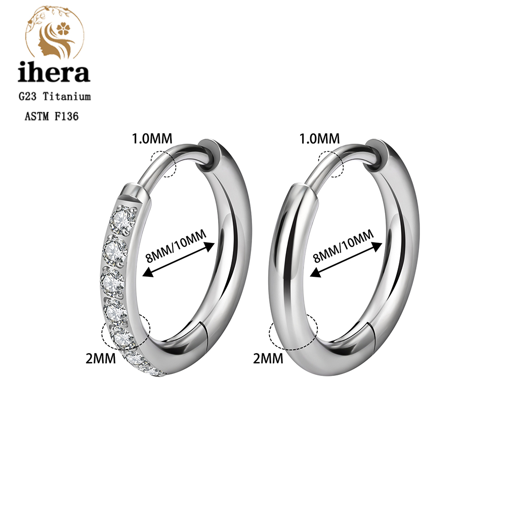 2/20 piezas G23 Piercing de titanio pendientes redondos aros con hebilla de oreja de circón mujeres oreja Tragus cartílago hélice Piercing joyería