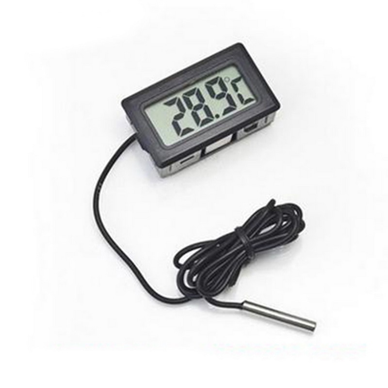 Indbygget digitalt digitalt termometer mini digitalt lcd indendørs praktisk temperatursensor fugtighedsmåler termometer hygrometer: Sort 1m