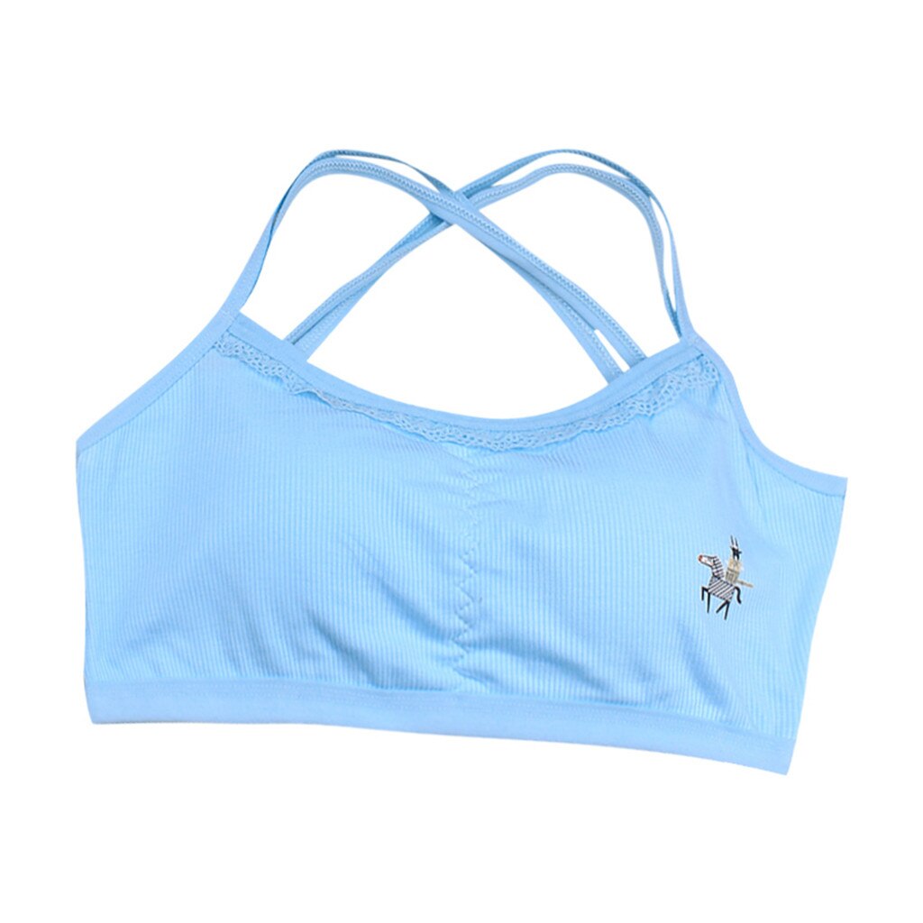 Summer Thin Girl Training Bra For Girls Teenagers Underwear Puberty Young Girls Small Bras Children Sport Undies Clothes: Blue