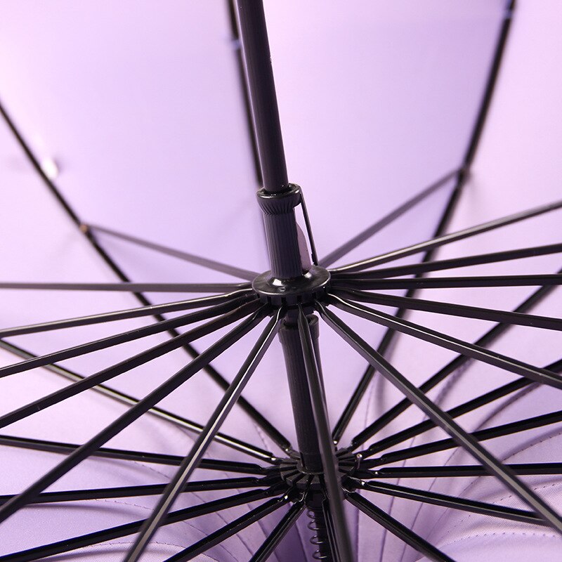 Parapluie pagode à manche Long | Femmes, revêtement noir, Anti-UV, protection solaire, coupe-vent, double usage, parapluies princesse ensoleillés et de pluie