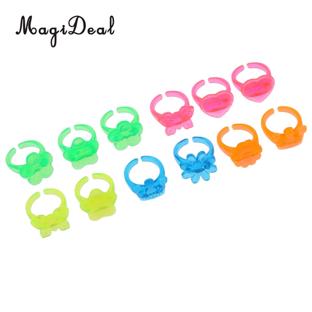 Anillos de plástico coloridos para niños, 12 piezas, premios de joyería para profesores de aula, juguete de relleno de Piñata, Color aleatorio