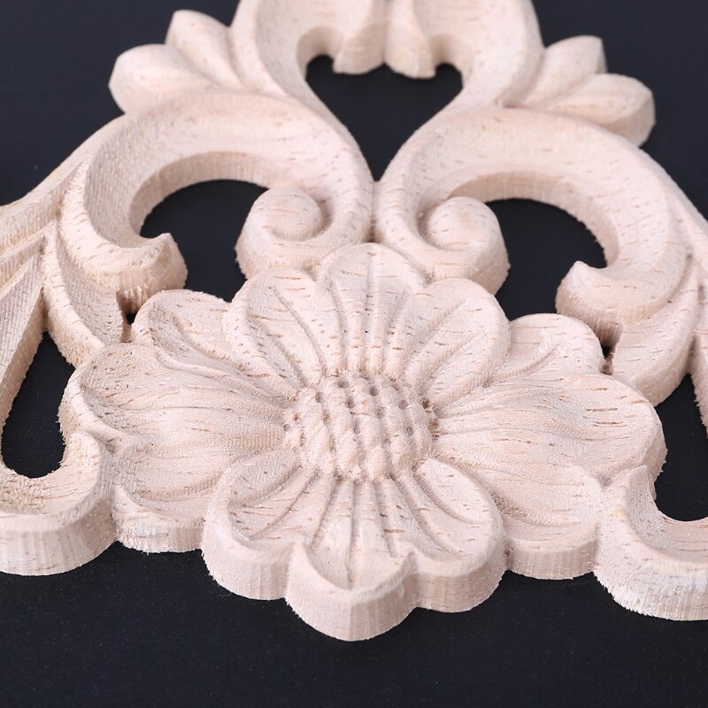 Uds. Madera tallada sin pintar flor europea, apliques de incrustación, esquina, muebles, decoración, A0NA