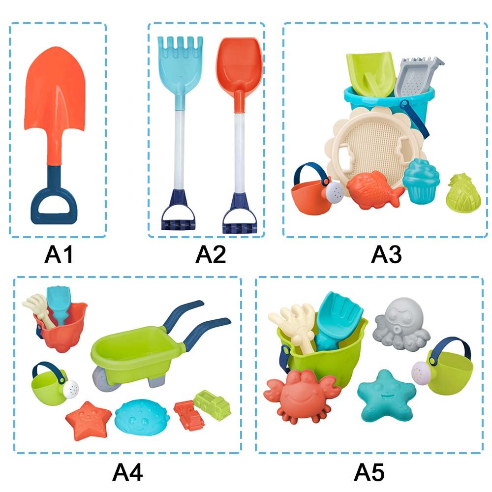 Juego de juguetes de playa para niños, Kit de herramientas de pala de silicona para verano, rastrillo de arena, juego de arena y caja de arena