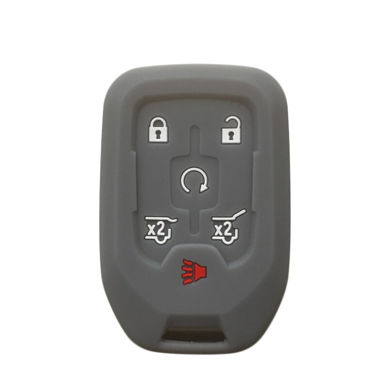 Siliconen autosleutel afstandsbediening beschermhoes voor chevrolet suburban tahoe gmc yukon 6- knops sleutelhouder beschermer: Grijs
