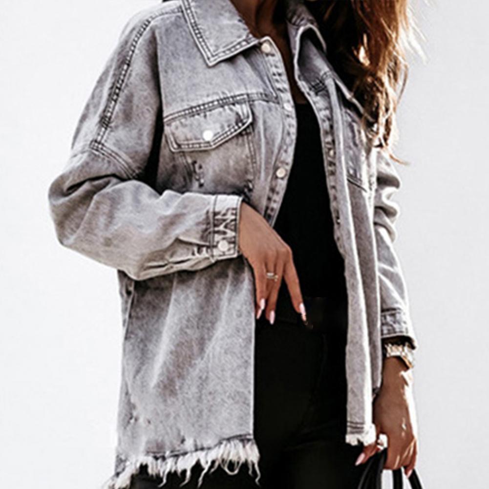 Spring Autumn Thin Solid Denim Jacket Casual Breathable Women Top Light And Comfortable High Street Style Coat