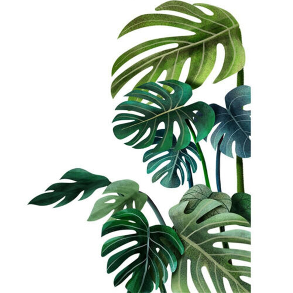 Tropical Leaves Wall Decals Fresh Green Palm Tree Leaf Removable Vinyl Wall Stickers for Home Living Room Office: 1
