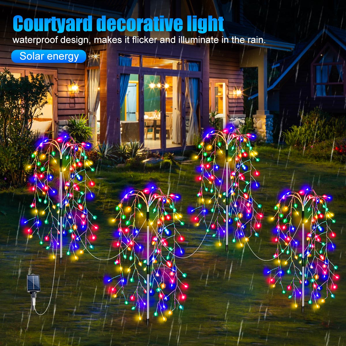 420/680 LED luces de cadena de petardo impermeables al aire libre con energía Solar con 8 modos luces solares de jardín para camino patio Landsca